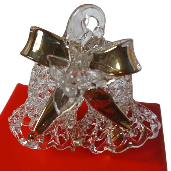 Glass Bell Ornament With Gold Accents & Intricate Design - Elegant Christmas - Picture 3 of 5